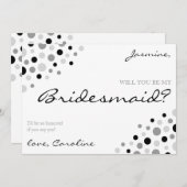白黒モノクエレガントロは私の花嫁の付き添い 招待状 (正面/裏面)