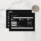 白黒モノクロはっきりしたQRコードRSVPボウ ノートカード (正面/裏面インサイチュ)