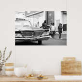 白黒モノクロオールドカーピープルシティ ポスター (キッチン)