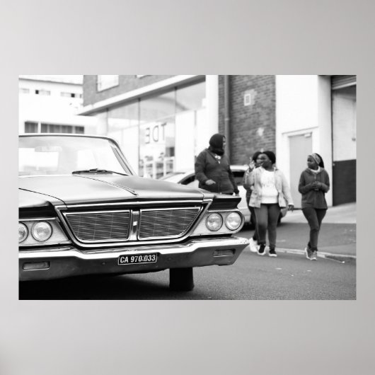 白黒モノクロオールドカーピープルシティ ポスター (正面)