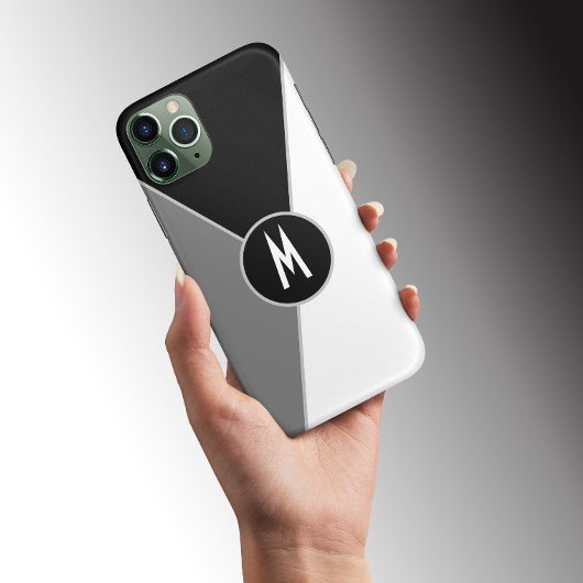 白黒モノクロカラーブロックモノグラムの Case-Mate iPhoneケース