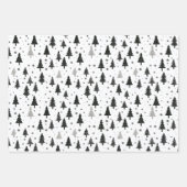 白黒モノクロクリスマスツリーミニマル ラッピングペーパーシート (正面3)