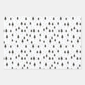 白黒モノクロクリスマスツリーミニマル ラッピングペーパーシート (正面3)