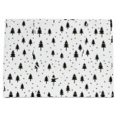 白黒モノクロクリスマスツリーミニマル ラージペーパーバッグ (正面)