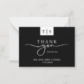 白黒モノクロサンキュー結婚ズ ノートカード (正面)