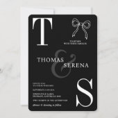 白黒モノクロシッはっきりしたクボウモダンド 招待状 (正面)