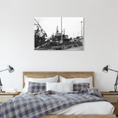 白黒モノクロハーバーボート キャンバスプリント (インサイチュ (寝室))