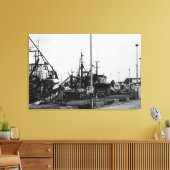 白黒モノクロハーバーボート キャンバスプリント (インサイチュ (リビング))