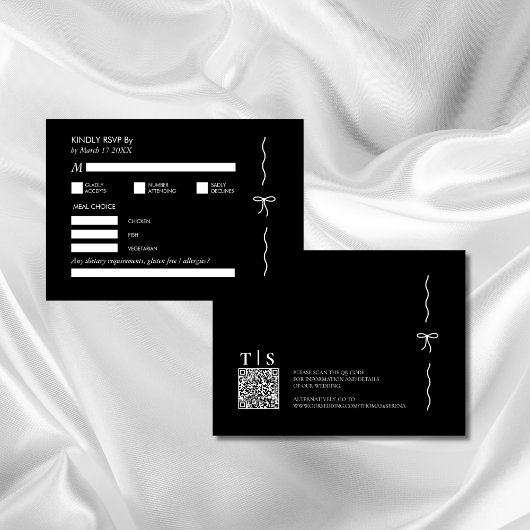 白黒モノクロミニマルQRコードRSVP ノートカード