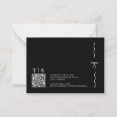 白黒モノクロミニマルQRコードRSVP ノートカード (裏面)