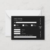 白黒モノクロミニマルQRコードRSVP ノートカード (正面)