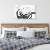 白黒モノクロームシー海カニ キャンバスプリント (インサイチュ (寝室))