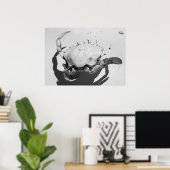 白黒モノクロームシー海カニ ポスター (ホームオフィス)