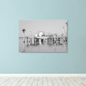 白黒モノクローム海海橋鳥 キャンバスプリント (インサイチュ (ウッドフロア))