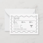 白黒モノクロ波曲線QRコードRSVP ノートカード (正面)