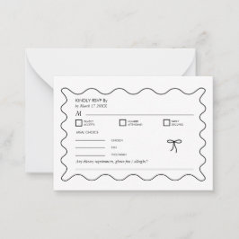 白黒モノクロ波曲線QRコードRSVP ノートカード