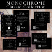 白黒モノクロ波曲線QRコードRSVP ノートカード