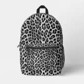 白黒モノクロ、ヒョウ柄 プリントバックパック (正面)