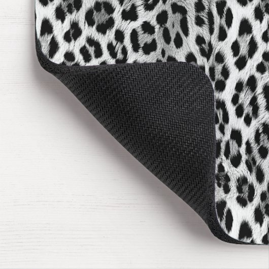 白黒モノクロ、ヒョウ柄 マウスパッド (コーナー)