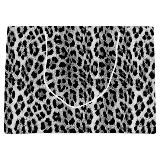 白黒モノクロ、ヒョウ柄 ラージペーパーバッグ (正面)