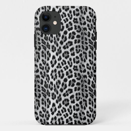 白黒モノクロ、ヒョウ柄 Case-Mate iPhoneケース (裏面)