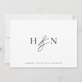 白黒モノグラエレガントム結婚ズ サンキューカード