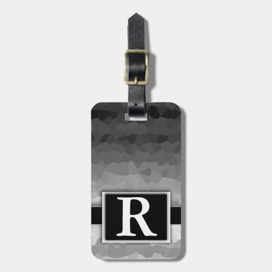 白黒モノグラグラデーションメモダンエレガントグラム ラゲッジタグ (正面縦)