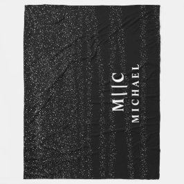 白黒モノグラシンプルムモダン抽象芸術 フリースブランケット