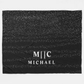 白黒モノグラシンプルムモダン抽象芸術 フリースブランケット (正面(横))