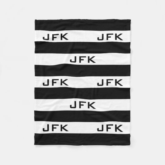 白黒モノグラストライプのムフリースブランケット フリースブランケット (正面)