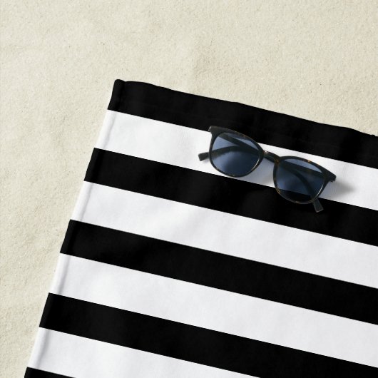 白黒モノグラストライプのム結婚夫婦 ビーチタオル (インサイチュ)