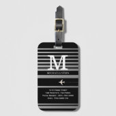 白黒モノグラストライプのム ラゲッジタグ (正面縦)