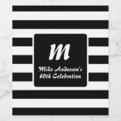 白黒モノグラストライプム ワインラベル (シングルラベル)