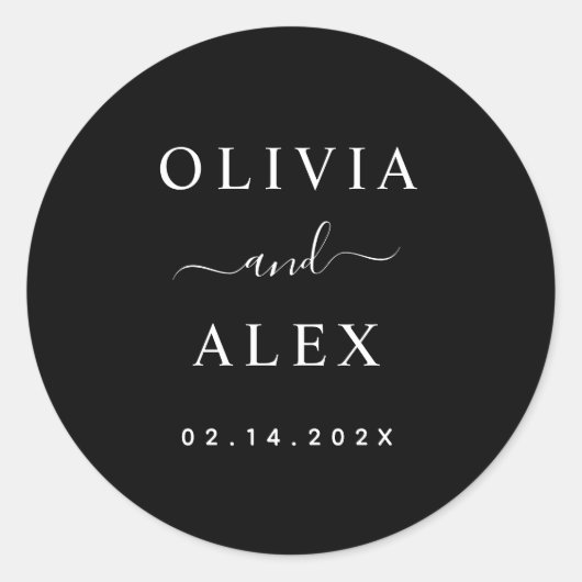 白黒モノグラパーソナライズされたム結婚グラム ラウンドシール (正面)