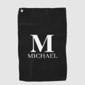 白黒モノグラパーソナライズされたム ゴルフタオル (正面)