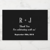 白黒モノグラムありがとうござ結婚う リキュールボトルラベル (シングルラベル)