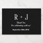 白黒モノグラムありがとう結婚ミニ スパークリングワインラベル (シングルラベル)