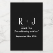 白黒モノグラムありがとう結婚ミニ ワインラベル (シングルラベル)