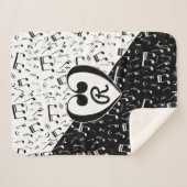 白黒モノグラムののラブミュージック シェルパブランケット (正面(横))