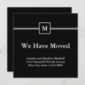 白黒モノグラムのの動きのお知らせ 案内状 (正面/裏面)