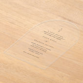 白黒モノグラムのクモダンリーン結婚ズ アクリル招待状 (レイダウン)