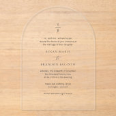 白黒モノグラムのクモダンリーン結婚ズ アクリル招待状 (正面)