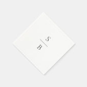 白黒モノグラムのクモダンリーン結婚ズ スタンダードカクテルナプキン (角)