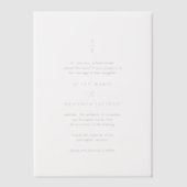 白黒モノグラムのクモダンリーン結婚ズ ベラム紙招待状 (正面)