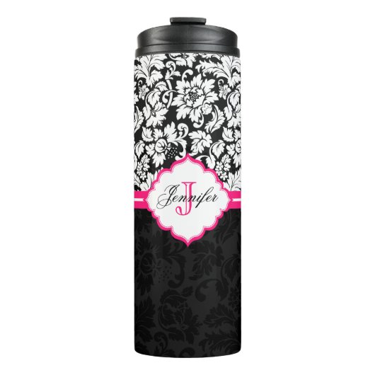 白黒モノグラムのダマスク タンブラー (正面)