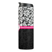 白黒モノグラムのダマスク タンブラー (回転右)