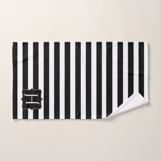 白黒モノグラムのバスタオルストライプのセット バスタオルセット (ハンドタオル)