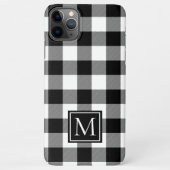 白黒モノグラムのバッファローのプレイド iPhoneケース (裏面)