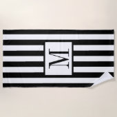 白黒モノグラムのビーチタオル ビーチタオル (正面)