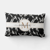 白黒モノグラムのフローラ ランバークッション (裏面)